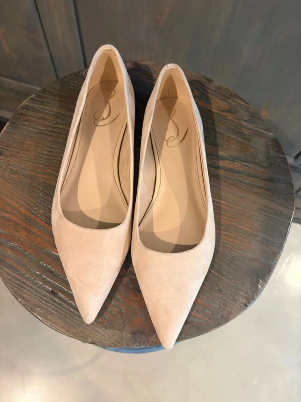 Sam Edelman Pointed Toe Suede Flats - Beige - Picture 1 of 5